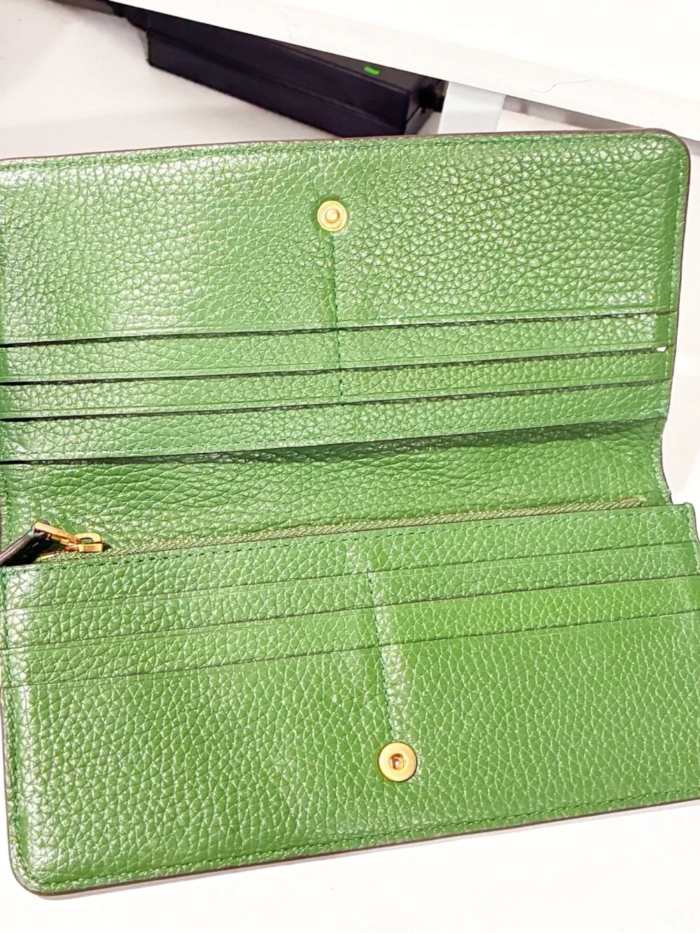 Tory Burch Blue Pebbled Leather Robinson Wallet Snap Button